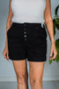 Judy Blue High Waisted Button Fly Black Trouser Shorts - Whiskey Skies - JUDY BLUE