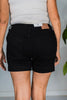 Judy Blue High Waisted Button Fly Black Trouser Shorts - Whiskey Skies - JUDY BLUE