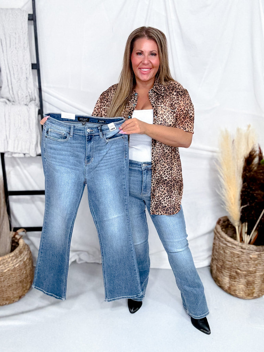 Judy Blue High Waisted Classic Contrast Bootcut Jeans - Whiskey Skies - JUDY BLUE