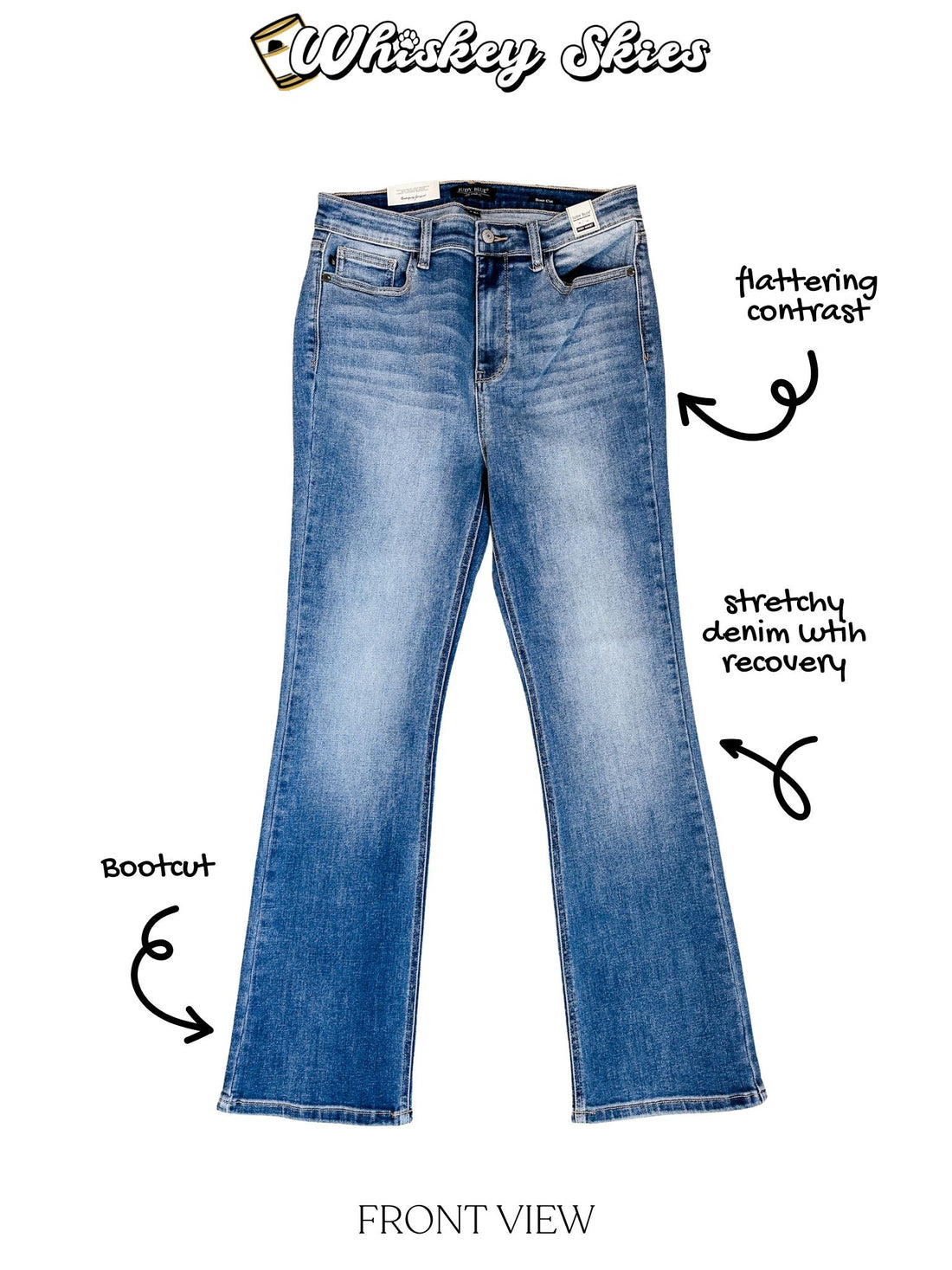 Judy Blue High Waisted Classic Contrast Bootcut Jeans - Whiskey Skies - JUDY BLUE