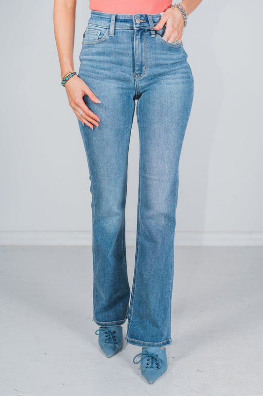 Judy Blue High Waisted Classic Contrast Bootcut Jeans - Whiskey Skies - JUDY BLUE