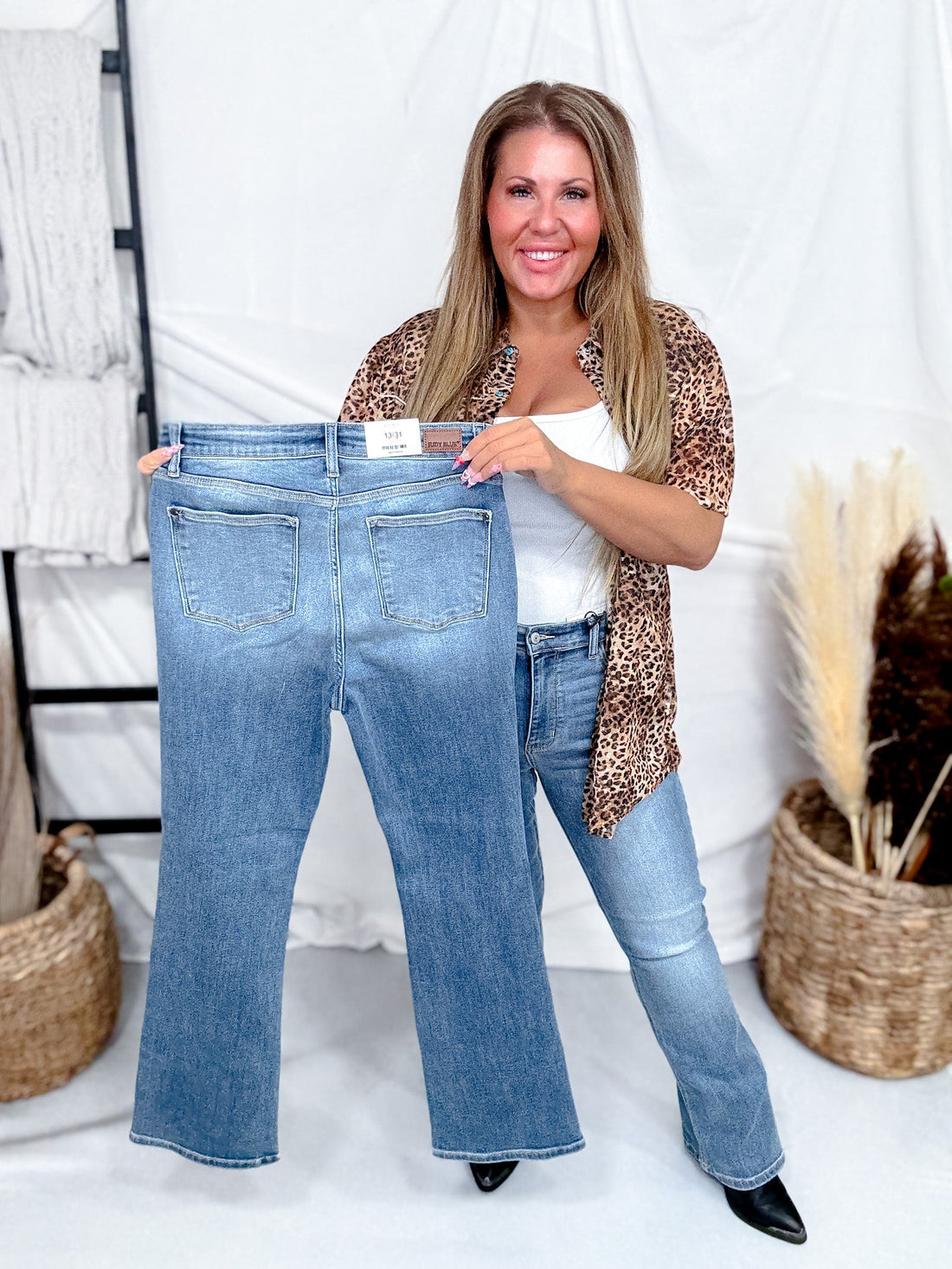 Judy Blue High Waisted Classic Contrast Bootcut Jeans - Whiskey Skies - JUDY BLUE