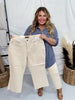 Judy Blue High Waisted Cropped Wide Leg Jeans in Bone - Whiskey Skies - JUDY BLUE