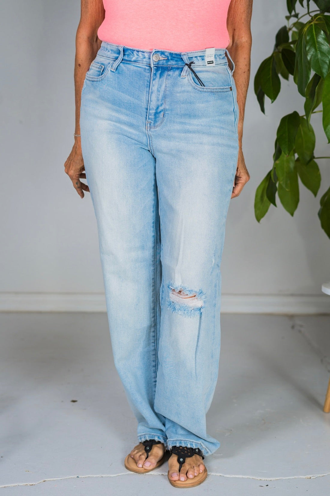 Judy Blue High Waisted Destroy 90's Straight Jeans - Whiskey Skies - JUDY BLUE