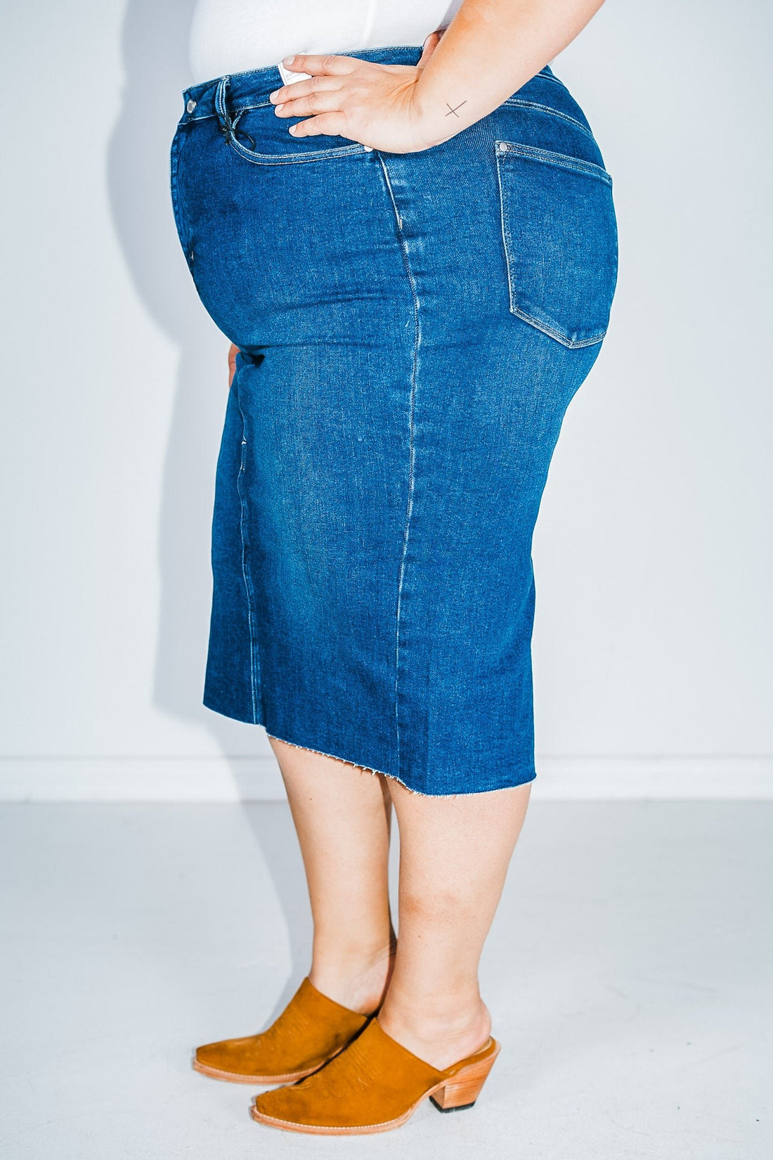 Judy Blue High Waisted Mid Length Skirt FINAL SALE - Whiskey Skies - JUDY BLUE