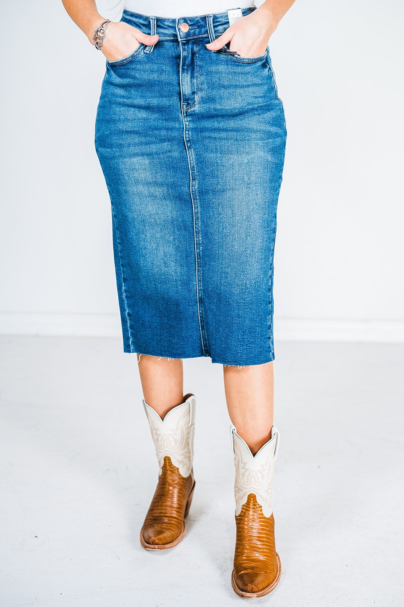 Judy Blue High Waisted Mid Length Skirt FINAL SALE - Whiskey Skies - JUDY BLUE