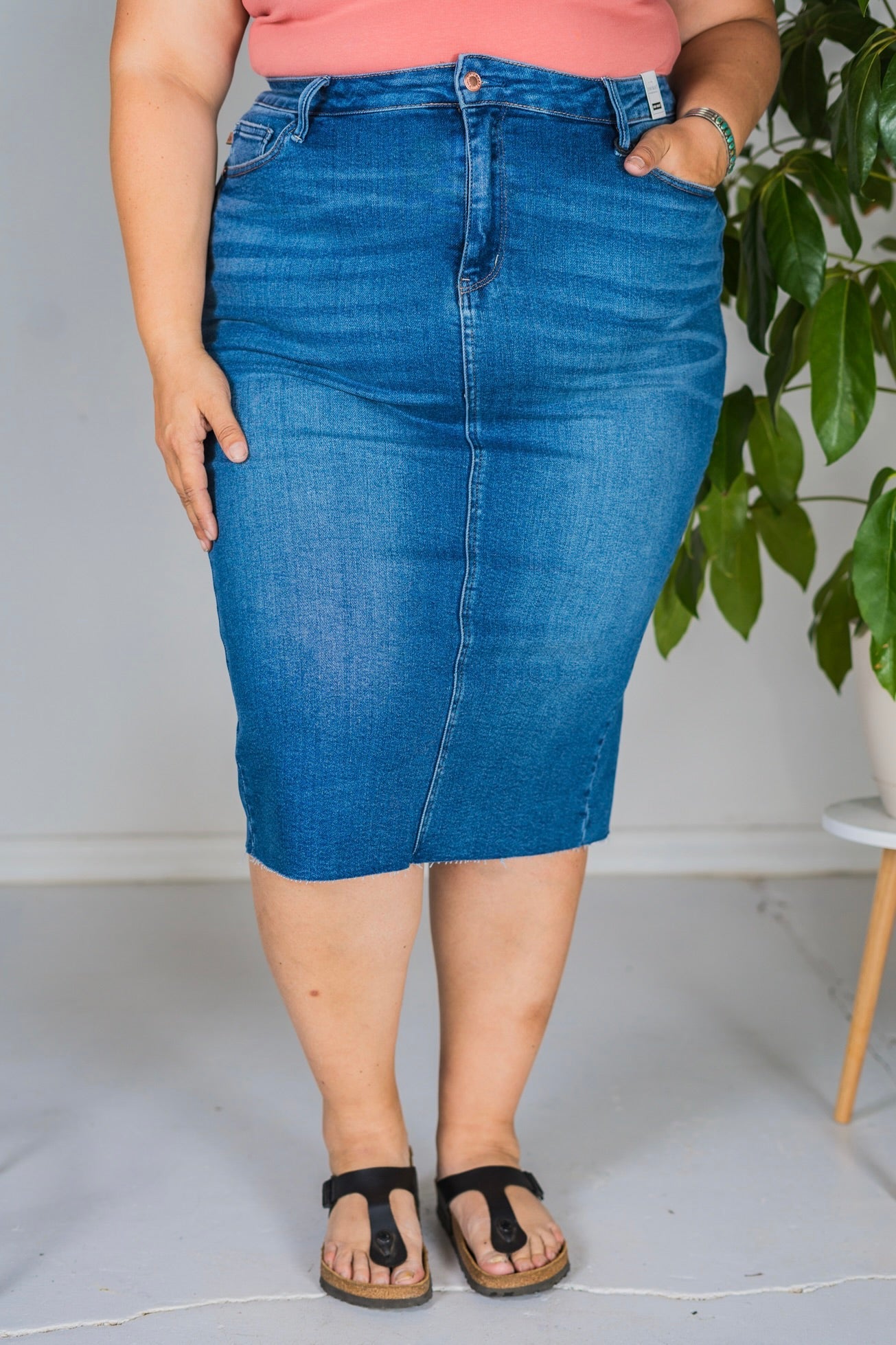 Judy Blue High Waisted Mid Length Skirt - Whiskey Skies - JUDY BLUE