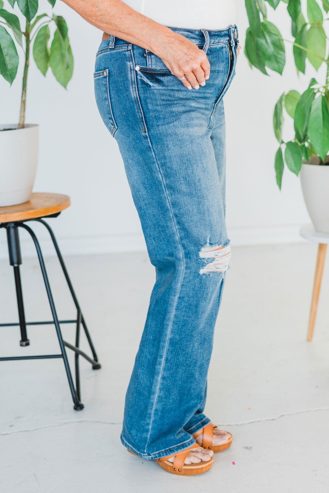 Judy Blue High Waisted Tummy Control 90's Straight Jeans - Whiskey Skies - JUDY BLUE