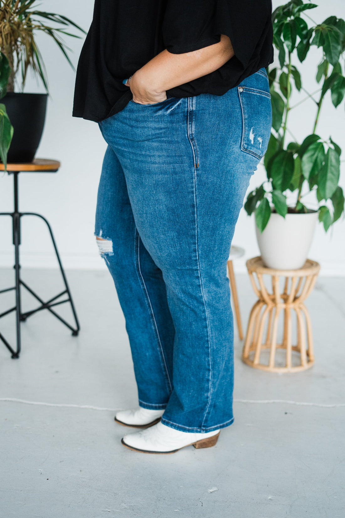 Judy Blue High Waisted Tummy Control 90's Straight Jeans - Whiskey Skies - JUDY BLUE