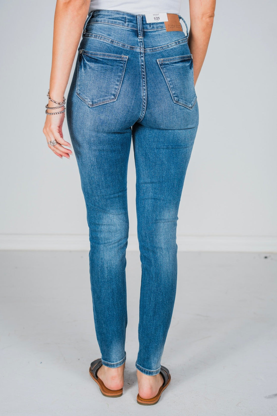 Judy Blue High Waisted Tummy Control Classic Skinny Jeans - Whiskey Skies - JUDY BLUE