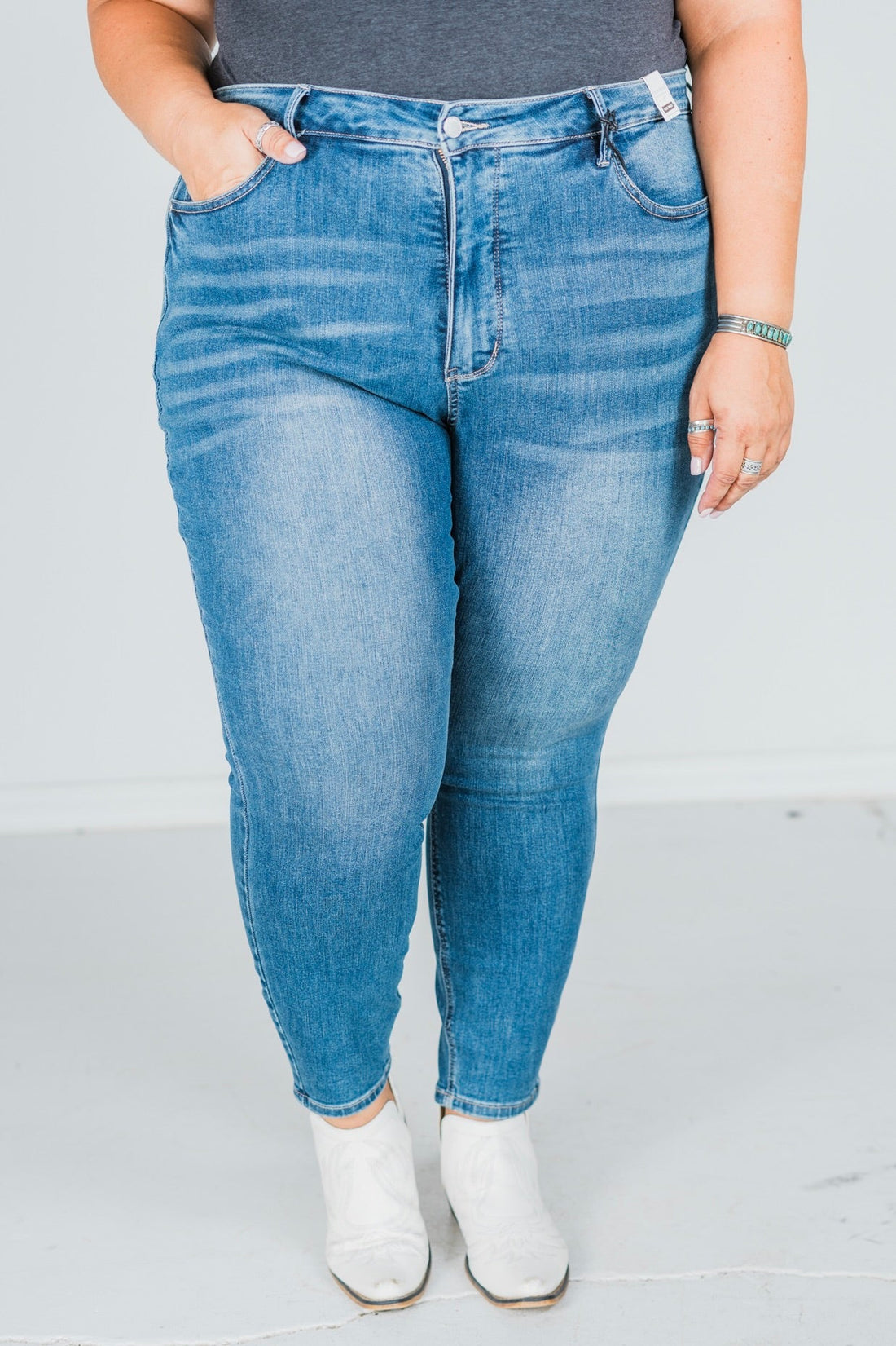 Judy Blue High Waisted Tummy Control Classic Skinny Jeans - Whiskey Skies - JUDY BLUE