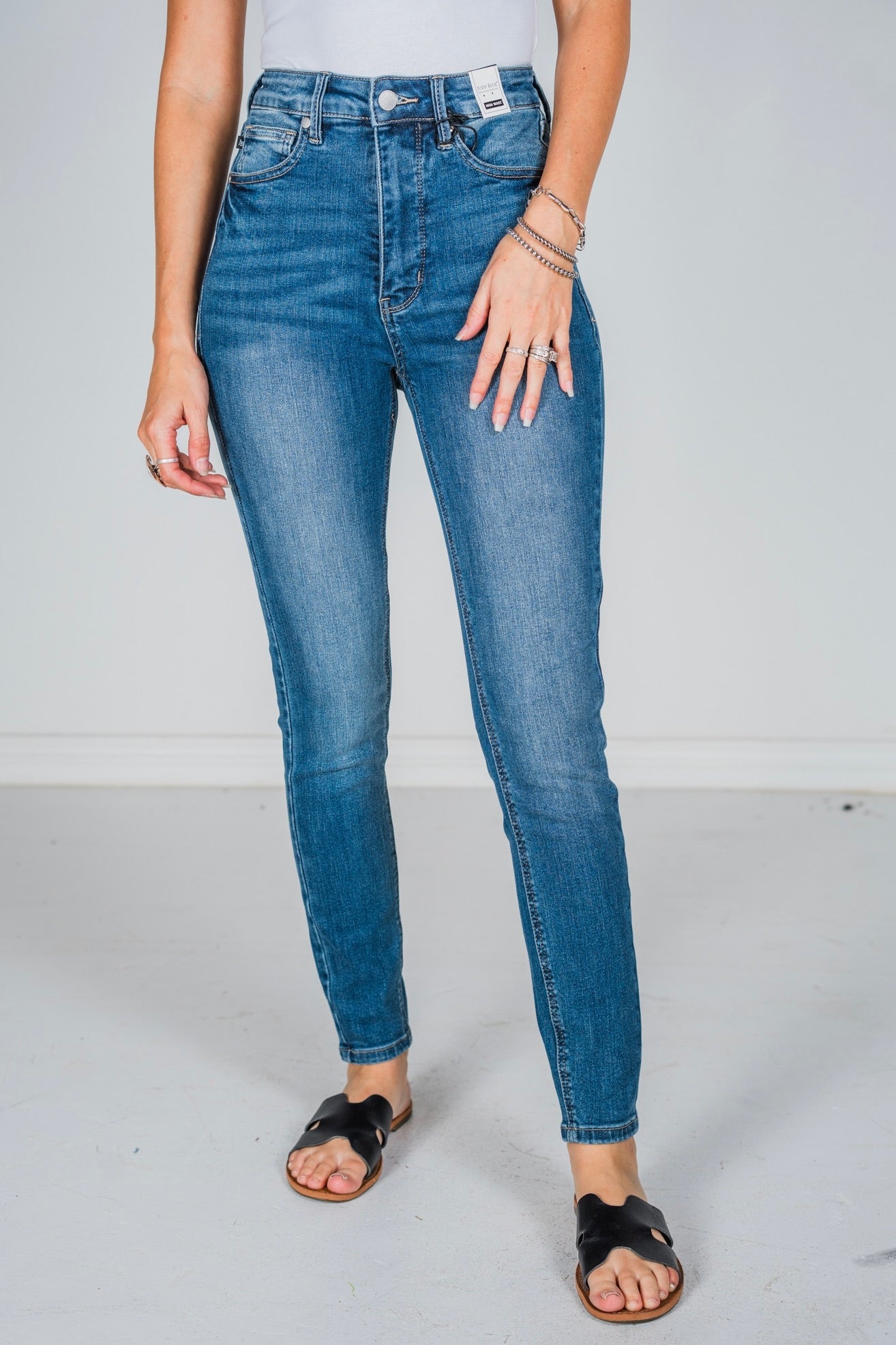 Judy Blue High Waisted Tummy Control Classic Skinny Jeans - Whiskey Skies - JUDY BLUE