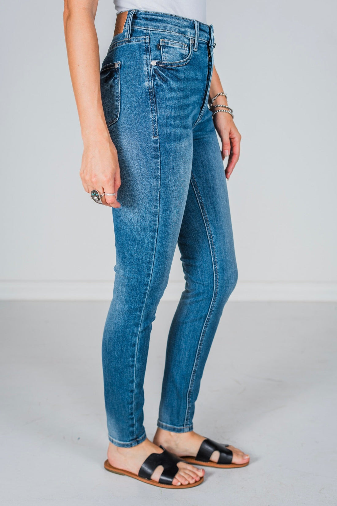 Judy Blue High Waisted Tummy Control Classic Skinny Jeans - Whiskey Skies - JUDY BLUE