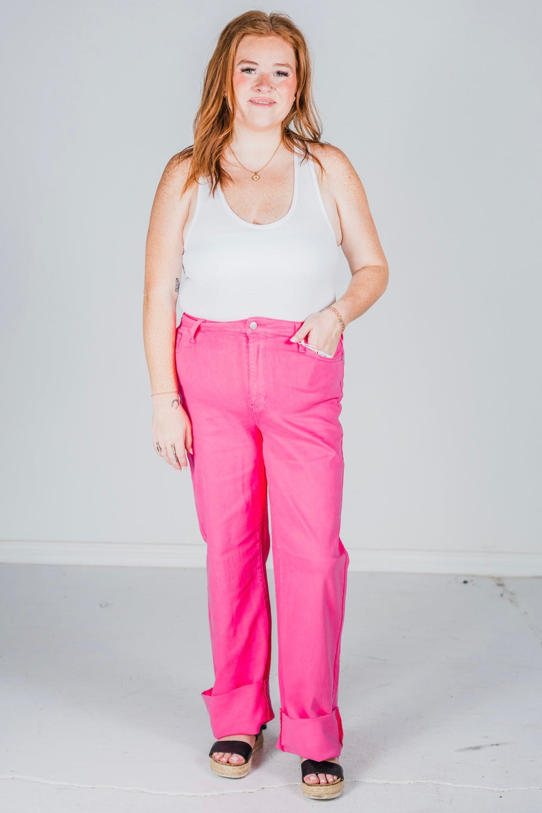 Judy Blue Hot Pink High Waist 90's Straight Jeans FINAL SALE - Whiskey Skies - JUDY BLUE