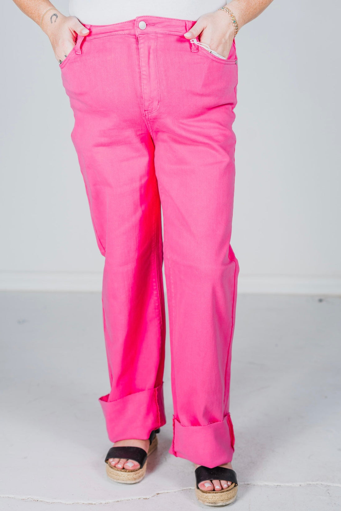 Judy Blue Hot Pink High Waist 90's Straight Jeans FINAL SALE - Whiskey Skies - JUDY BLUE