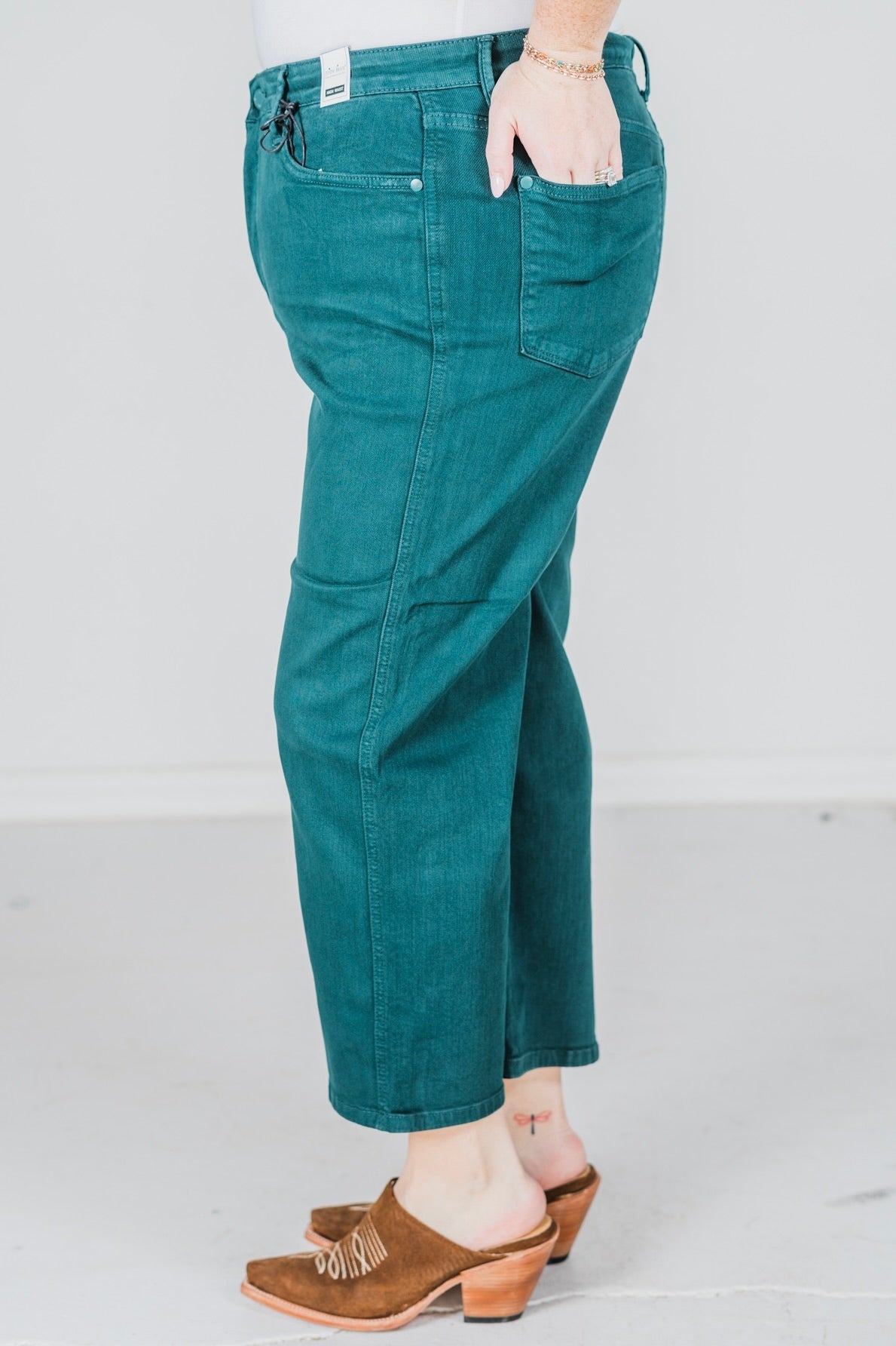 Judy Blue Jade Cropped Wide Leg Tummy Control Jeans FINAL SALE - Whiskey Skies - JUDY BLUE