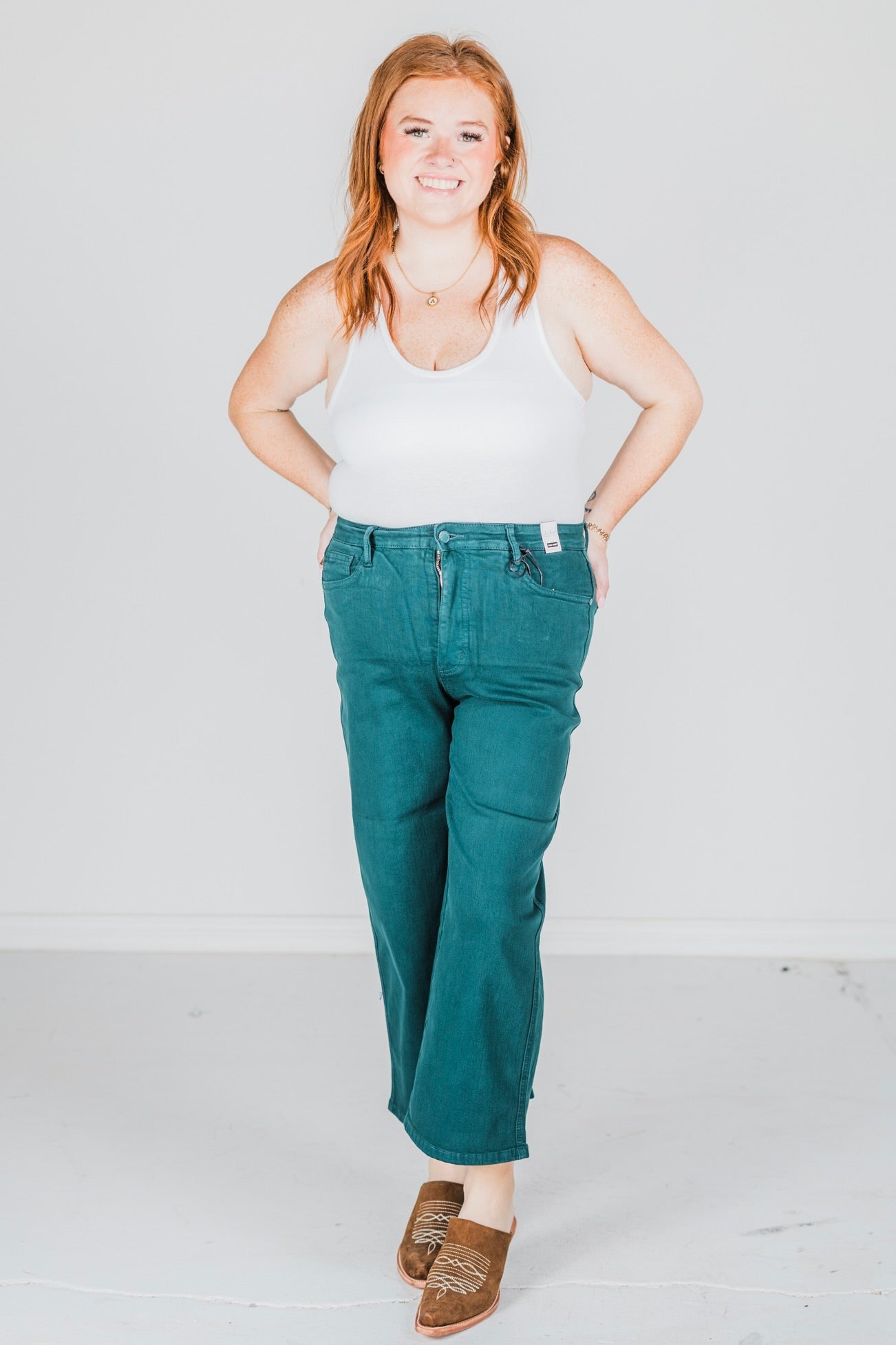 Judy Blue Jade Cropped Wide Leg Tummy Control Jeans FINAL SALE - Whiskey Skies - JUDY BLUE