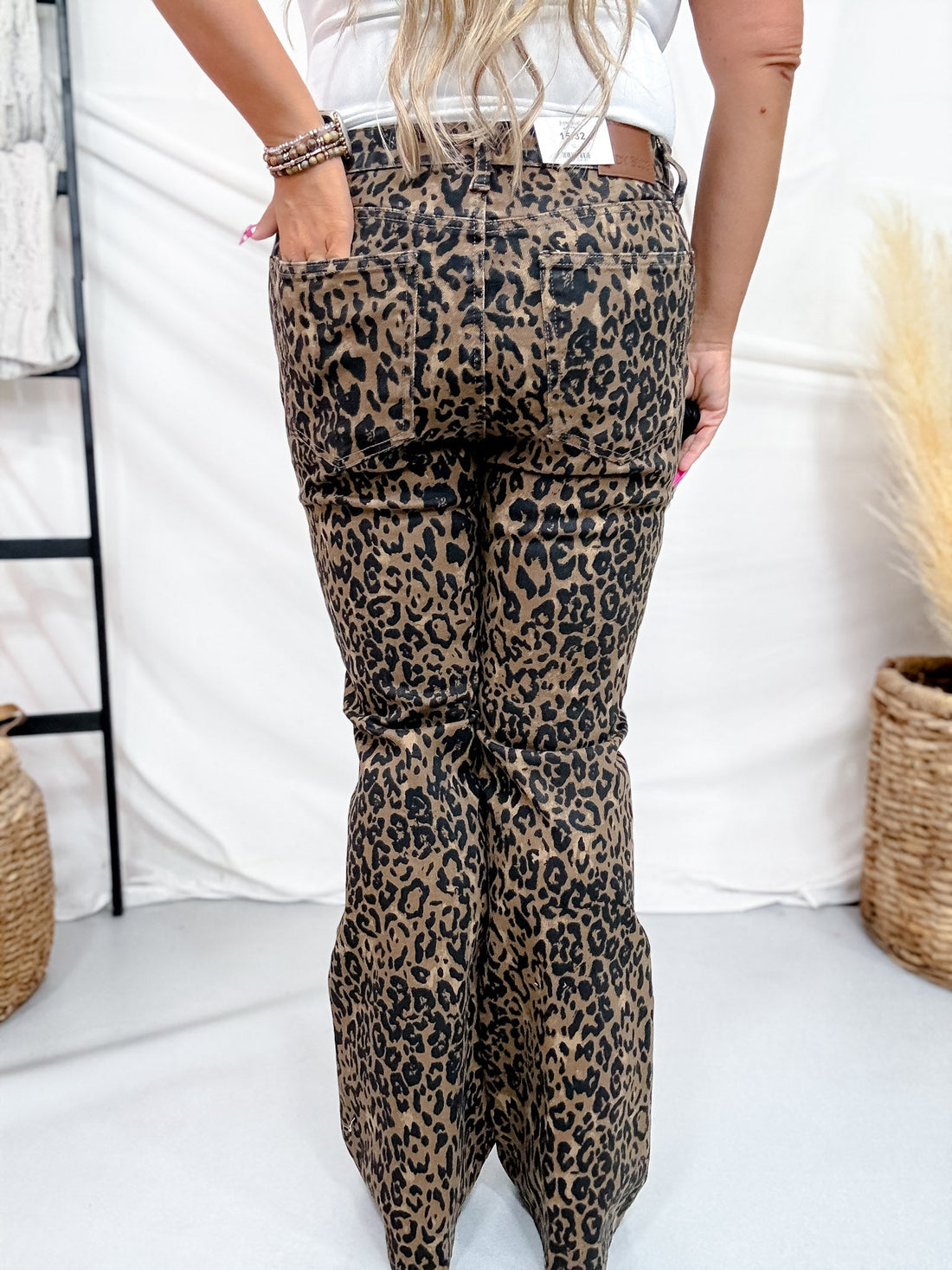 Judy Blue Leopard Print High Waist Bootcut Jeans - Whiskey Skies - JUDY BLUE