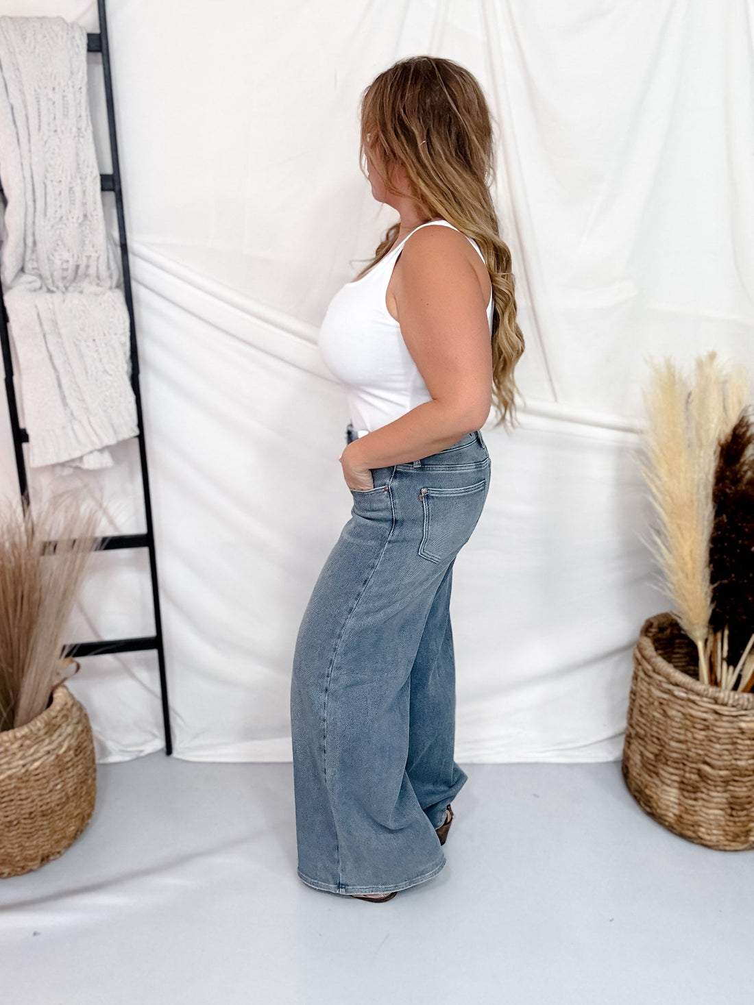 Judy Blue Liza Palazzo Ocean Fade Jeans - Whiskey Skies - JUDY BLUE