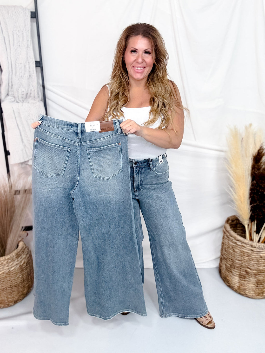 Judy Blue Liza Palazzo Ocean Fade Jeans - Whiskey Skies - JUDY BLUE