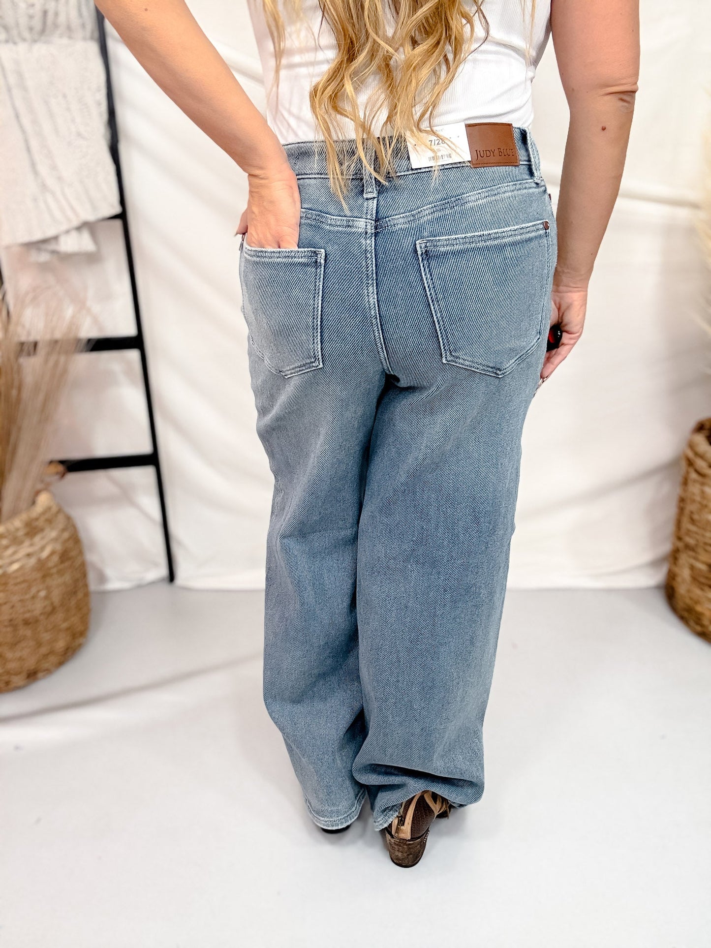 Judy Blue Liza Palazzo Ocean Fade Jeans - Whiskey Skies - JUDY BLUE