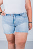 Judy Blue Long Cut - off Dad Shorts with 2 Buttons - Whiskey Skies - JUDY BLUE