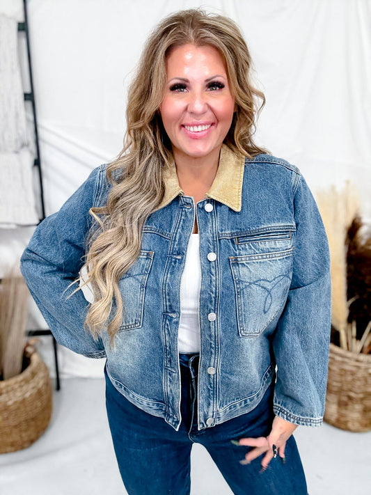 Judy Blue Long Sleeve Rigid Magic Barn Jacket - Whiskey Skies - JUDY BLUE