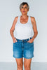 Judy Blue Mid Length Dad Shorts with Two Button Closure - Whiskey Skies - JUDY BLUE