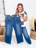 Judy Blue Mid Rise 90's Straight Jeans With Double Pockets - Whiskey Skies - JUDY BLUE