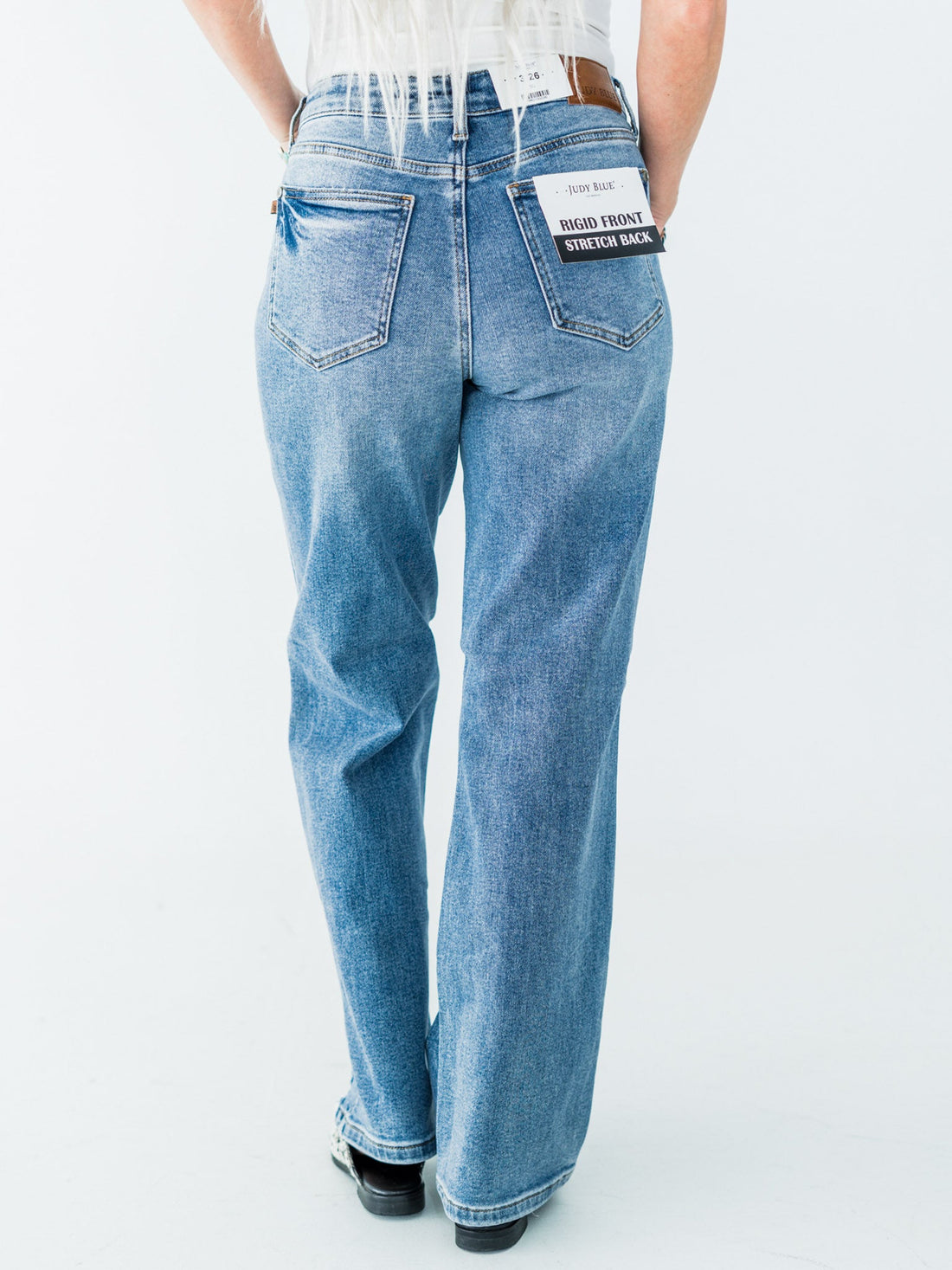 Judy Blue Mid - Rise 90's Straight Leg Rigid Magic Jeans - Whiskey Skies - JUDY BLUE