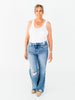 Judy Blue Mid - Rise 90's Straight Leg Rigid Magic Jeans - Whiskey Skies - JUDY BLUE