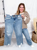 Judy Blue Mid - Rise 90's Straight Leg Rigid Magic Jeans - Whiskey Skies - JUDY BLUE