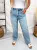 Judy Blue Mid Rise Ankle Straight Leg Jeans With Bandana Loop - Whiskey Skies - JUDY BLUE