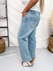 Judy Blue Mid Rise Ankle Straight Leg Jeans With Bandana Loop - Whiskey Skies - JUDY BLUE
