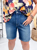 Judy Blue Mid - Rise Bermuda Denim Shorts - Whiskey Skies - JUDY BLUE