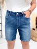 Judy Blue Mid - Rise Bermuda Denim Shorts - Whiskey Skies - JUDY BLUE