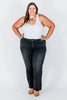 Judy Blue Mid - Rise Black Straight Leg Western Seam Detail Jeans - Whiskey Skies - JUDY BLUE