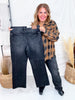 Judy Blue Mid - Rise Black Straight Leg Western Seam Detail Jeans - Whiskey Skies - JUDY BLUE