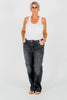 Judy Blue Mid - Rise Black Straight Leg Western Seam Detail Jeans - Whiskey Skies - JUDY BLUE