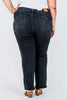 Judy Blue Mid - Rise Black Straight Leg Western Seam Detail Jeans - Whiskey Skies - JUDY BLUE