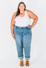 Judy Blue Mid Rise Bleach Splatter Boyfriend Jeans - Whiskey Skies - JUDY BLUE
