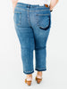 Judy Blue Mid - Rise Boyfriend Patch & Repair Jeans - Whiskey Skies - JUDY BLUE