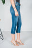Judy Blue Mid Rise Capri With Side Slit - Whiskey Skies - JUDY BLUE