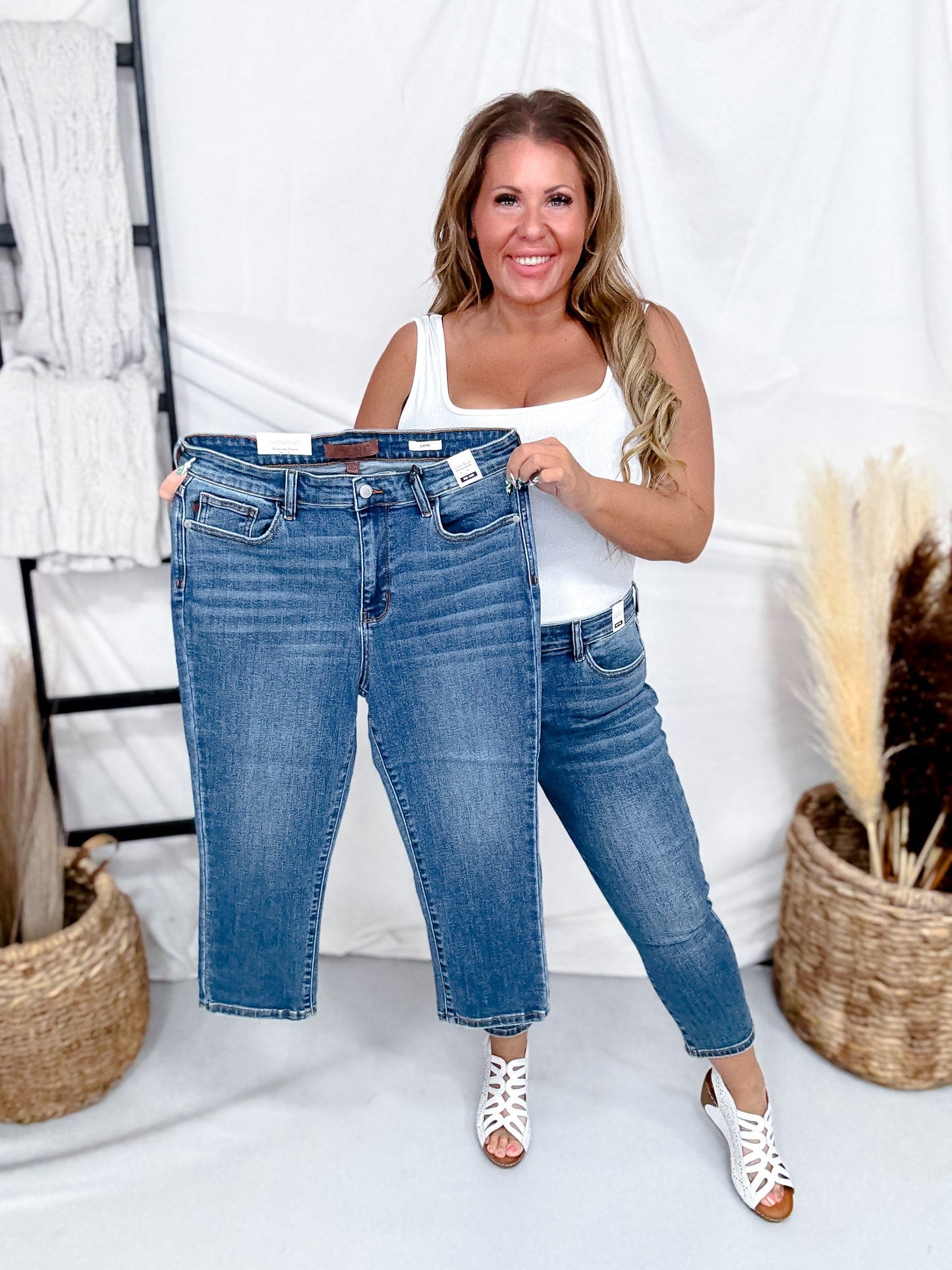 Judy Blue Mid Rise Capris - Whiskey Skies - JUDY BLUE