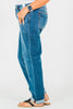 Judy Blue Mid - Rise Classic Cuffed Boyfriend Jeans - Whiskey Skies - JUDY BLUE