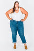 Judy Blue Mid - Rise Classic Cuffed Boyfriend Jeans - Whiskey Skies - JUDY BLUE