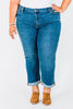 Judy Blue Mid - Rise Classic Cuffed Boyfriend Jeans - Whiskey Skies - JUDY BLUE