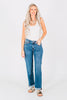 Judy Blue Mid - Rise Classic Cuffed Boyfriend Jeans - Whiskey Skies - JUDY BLUE