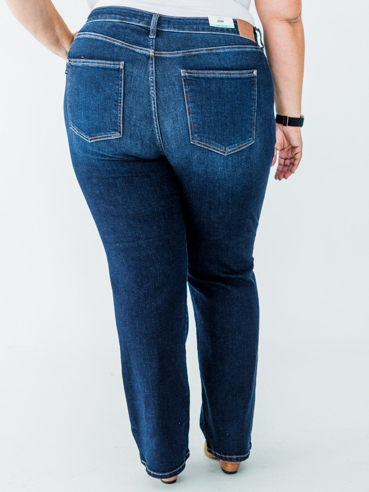 Judy Blue Mid Rise Classic Straight Leg Dark Wash Jeans (Short/Regular/Long) - Whiskey Skies - JUDY BLUE