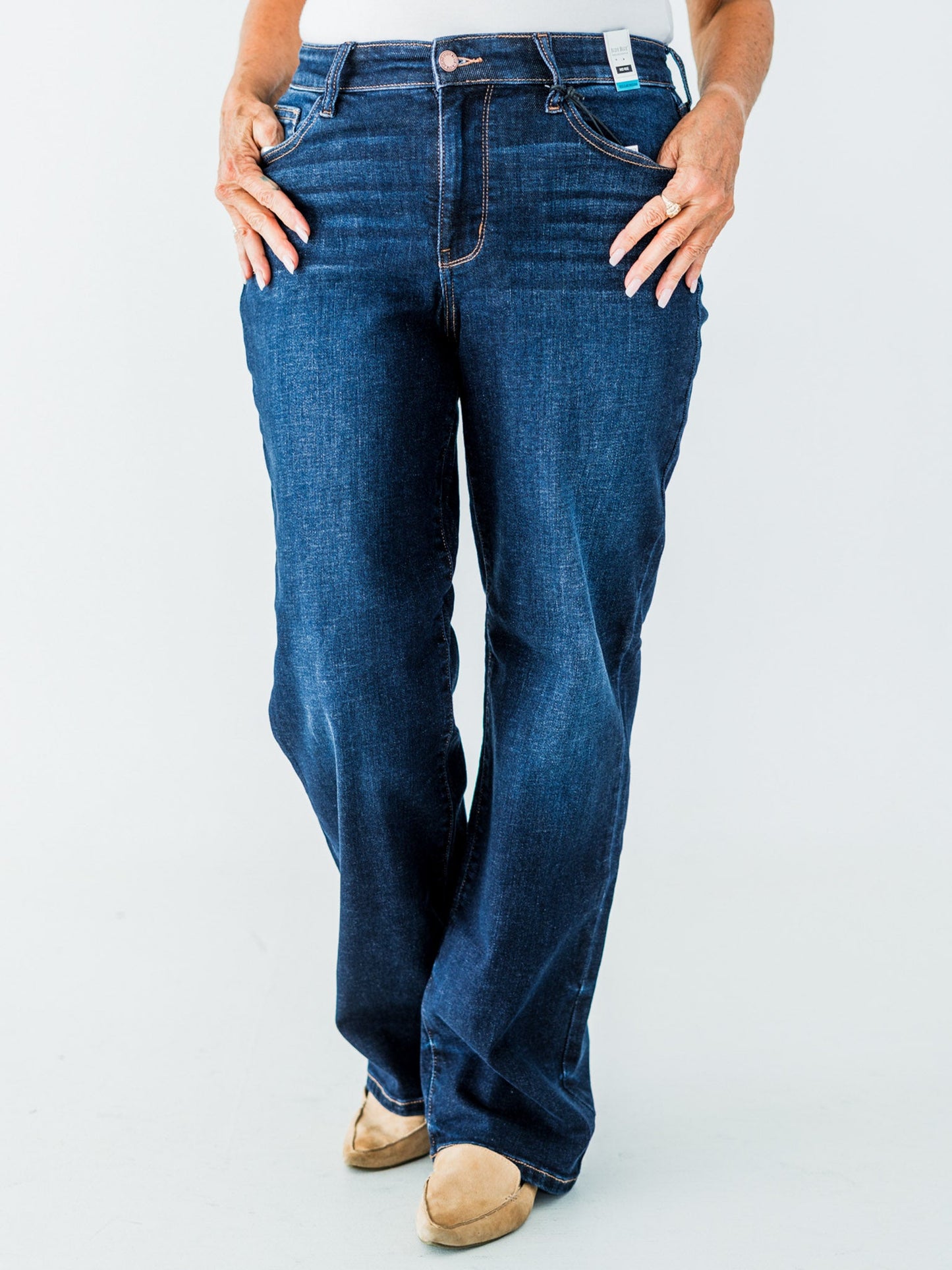 Judy Blue Mid Rise Classic Straight Leg Dark Wash Jeans (Short/Regular/Long) - Whiskey Skies - JUDY BLUE